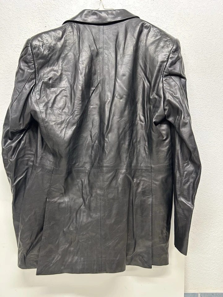 GUCCI Chaqueta de Cuero Negra Piel de Cordero Talla 52 Foto 2 de 4