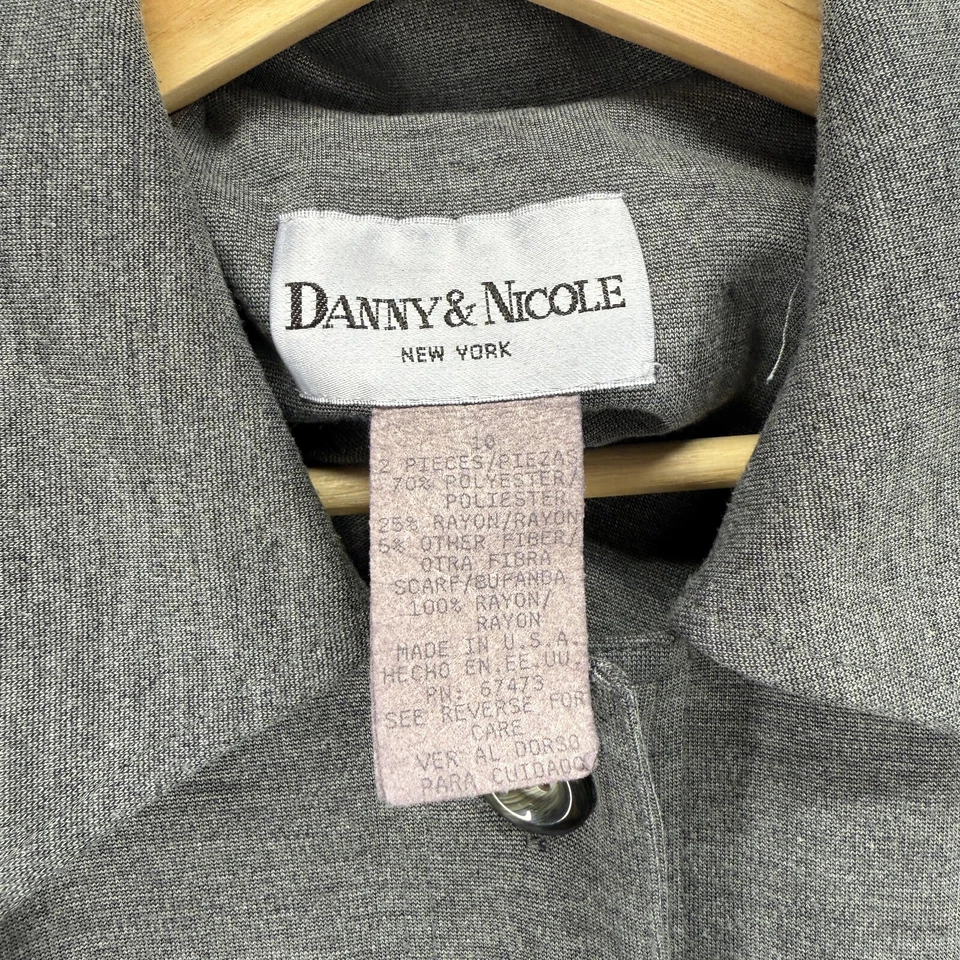 Danny & Nicole Shirt Dress Women 10 Gray Button Up Midi Collared Long Sleeve - Image 3 of 4