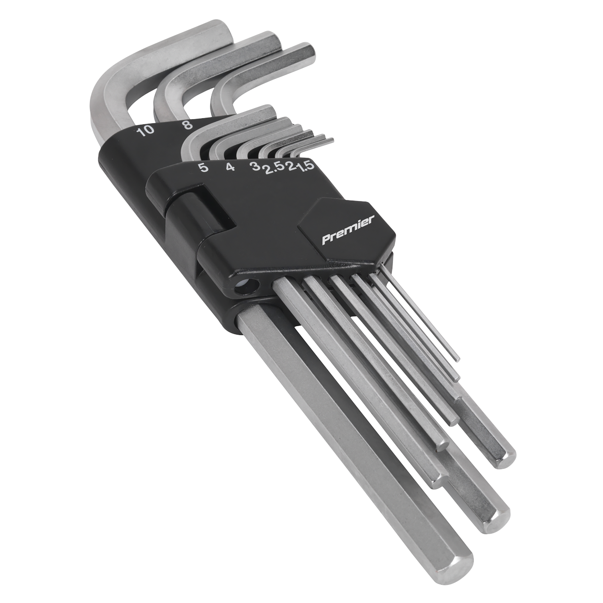 Sealey AK7136 Hex Key Set 9pc Long Metric 1.5mm - 10mm Allen Key Tool in Clip