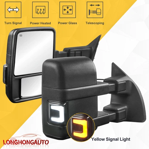 Power Heated Tow Mirrors W/ White Running Light for 08-16 Ford F250 F350  F450