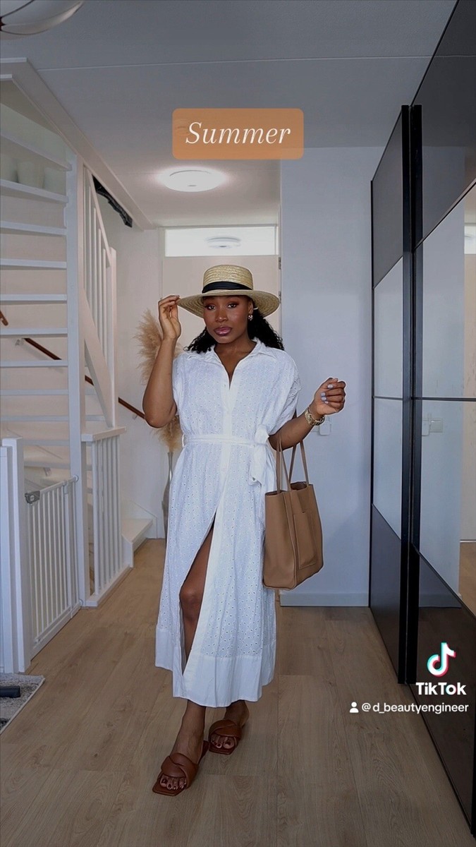 ZARA NEW WOMAN EMBROIDERED MIDI DRESS BELTED WHITE SZ L 7761/052