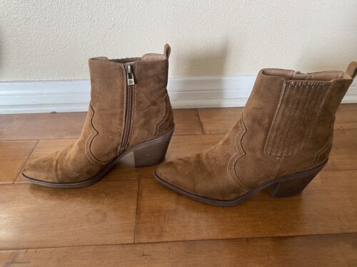 Sam & Libby Brighton Western Booties Size 9 Country Brown Cowgirl Boots - Picture 3 of 5
