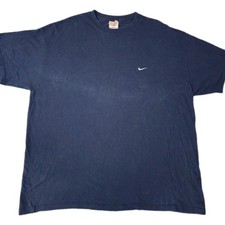Vintage Nike T-Shirt Mens XXL Navy Blue Embroidered Swoosh Made in USA Tee