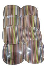 Set of 8 Square 10" Melamine Plates Bright Stripes 342941TRS Tropical New