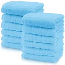 Cute Castle 12-Pack Muslin Baby Washcloths 12x12" - Ultra Soft 100 Cotton