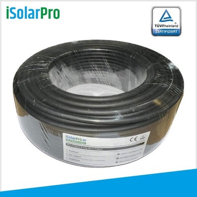 50m ISOLARPRO Solarkabel 6 mm² Photovoltaik Kabel für PV Anlagen schwarz