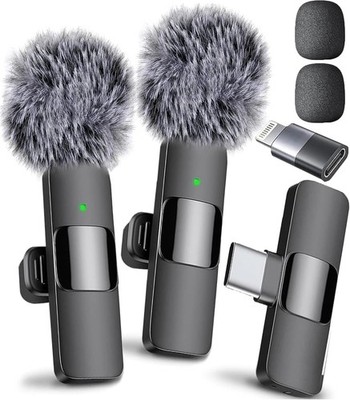 Wireless Microphone Mini Mic for iPhone/Android Phone, LED Display Lavalier Micr