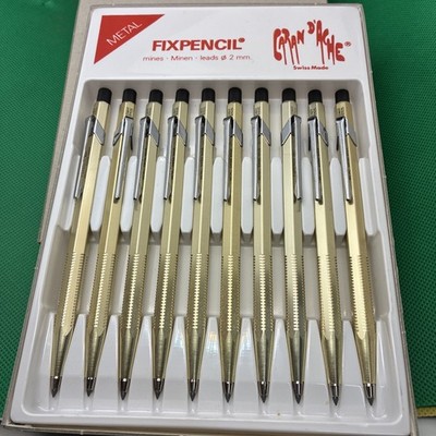 10 pcs Rare NOS Vintage Caran D'ache Fixpencil 2mm 882 Set Gold