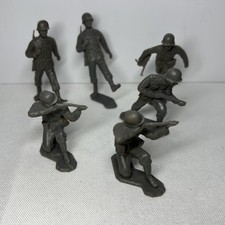Lot Of 6 1960's Louis Marx WW2 World War 2 II Gray German Soldier 60MM Figures