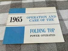 1965 General MotorsOperation and Care of Folding Top Power Operated 1st Edition