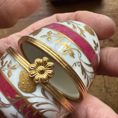 Tiffany & Co porcelain egg trinket box Limoge Gold Floral Pink Band Vintage Rare - Picture 4 of 17