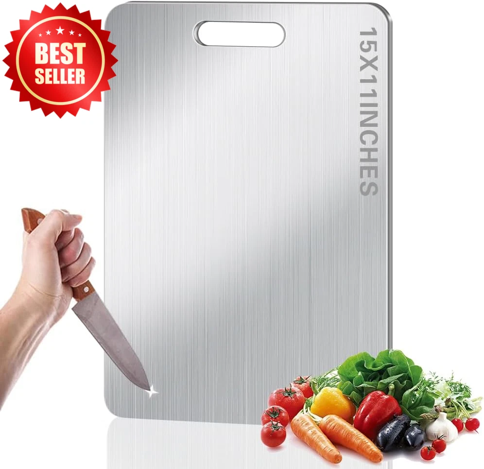 Titanium Cutting Board Stainless Steel Double Sided Food Grade Chopping US