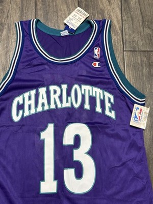 VTG NWT Kendall Gill Champion Charlotte Hornets Purple Jersey 44