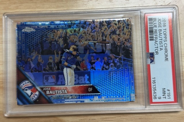 Jose Bautista ICONIC BAT FLIP 2016 Topps Chrome #191 Blue Refractor Color Match