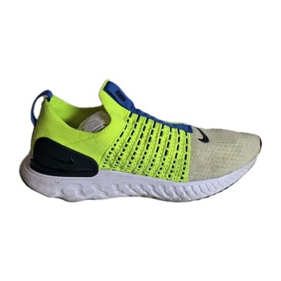 Nike React Phantom Run Flyknit 2 Athletic Running Shoes Mens 10 Volt Laceless