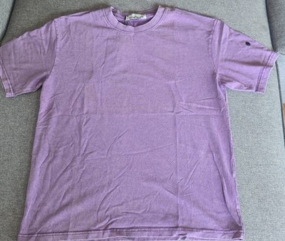 Stone Island Purple Garment Dyed T-Shirt Crewneck Compass Logo Sleeve Size M