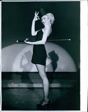 Actor Valerie Wright In Top Hat Fishnets Black Dress Cane On Stage 8X10 Photo