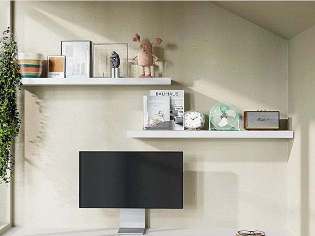 BAMEOS Floating Shelves,40 in W x 8in D Wall Mounted Wooden Shelves white