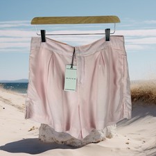 Waven Shorts Tella Pleated Front Pale Pink UK 10