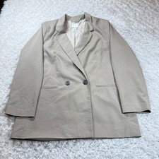 H M Womens Double Breasted Blazer Jacket Medium M Neutral Tan Office Career