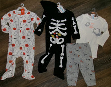 3 Baby Boy / Girls Halloween Outfits Size 9M Carters NEW Bodysuits / Sleepers