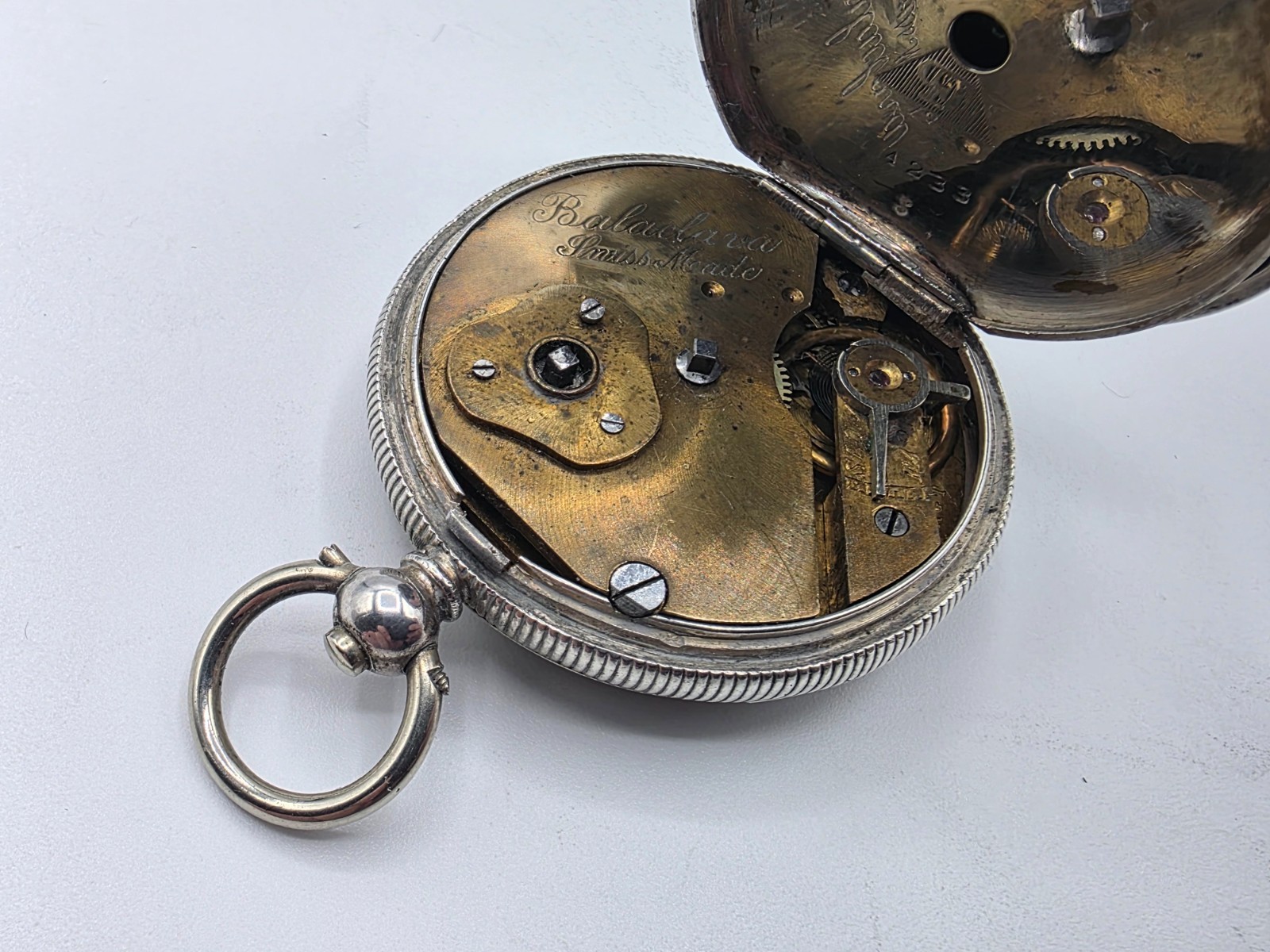 Solid Silver Signed Swiss Pocket Watch Fully Work… - image 13