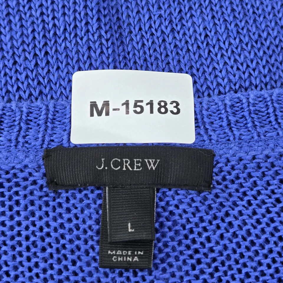 Suéter J.crew Mujer L Azul Lino Manga Larga Tejido Cuello en V Pullover Foto 2 de 4