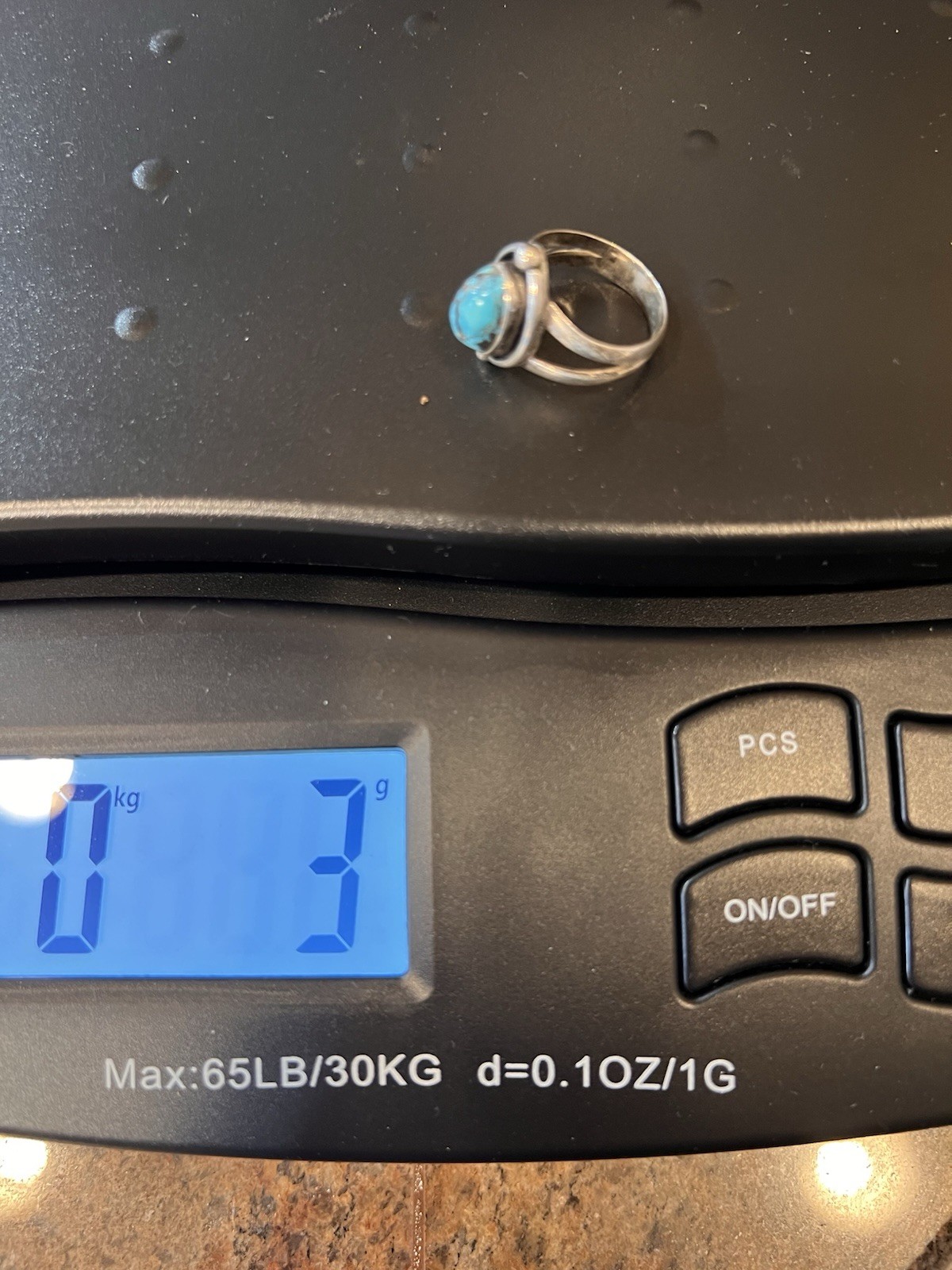 Unsigned Southwestern Turquoise Ring Vintage Size… - image 14