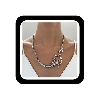 Punk Skorpion Choker Halskette geschwungener Stab Sternzeichen Halsband Choker übertrieben Diamant