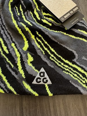 Nike ACG Peak Big Bend Reflective Beanie Black Gray Green OSFM
