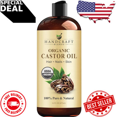 Handcraft Blends Organic Castor Oil 16 Fl Oz 100% Pure Hexane-Free Hair Body