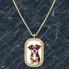 Stunning Cute Dog Puppy Pendant Necklace Image Design Sparkling Gold Tone Nice