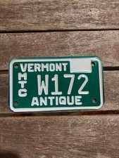 2020s VERMONT VT ANTIQUE MOTORCYCLE MC LICENSE PLATE # W172