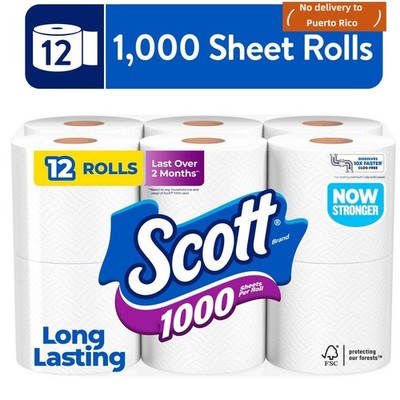 new Scott 1000 Toilet Paper, 12 Rolls, 1,000 Sheets per Roll