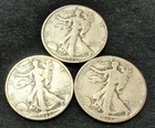 3 LIBERTY WALKING HALF DOLLARS == 1935, 1935 D, 1935 S == 90% SILVER