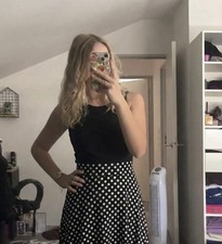 Robe longue noire et blanche à pois taille  S-XL