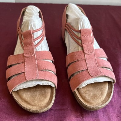 Earth Origins Leather / Suede  Sling-Back Sandals Laney Coral Women's 10
