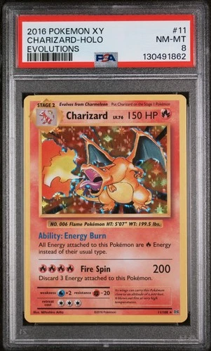 PSA 8 Charizard 11/108 Pokemon XY Evolutions Holo - English