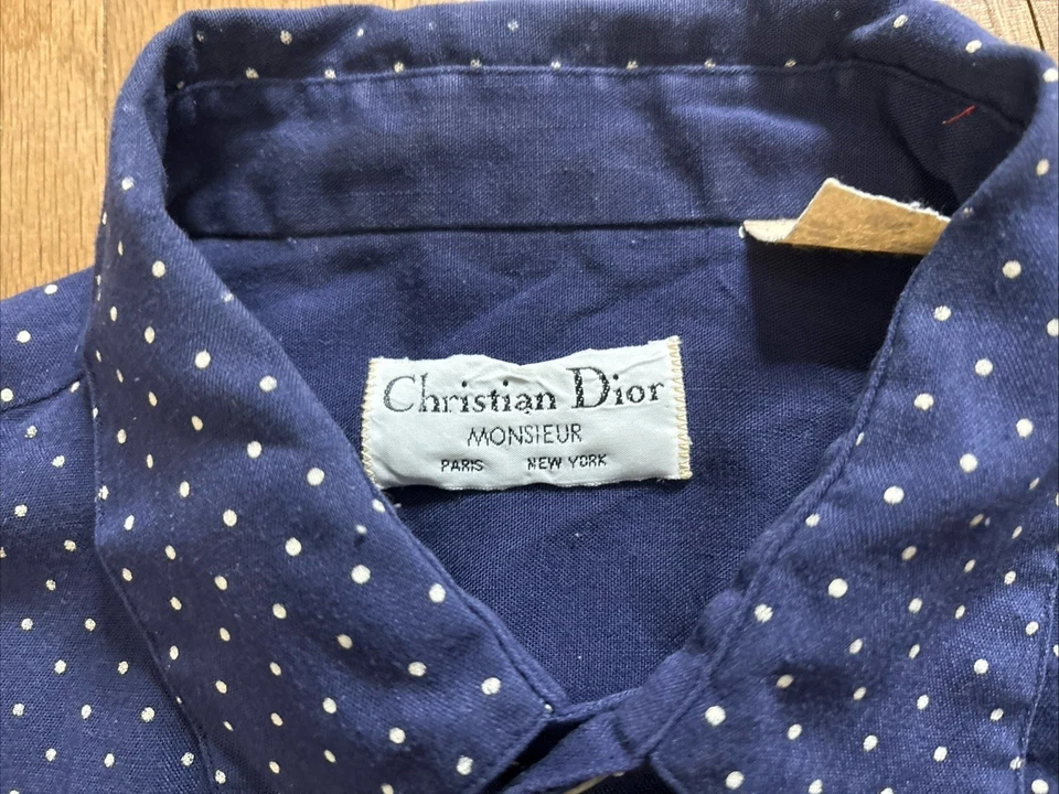 Camisa vintage Christian Dior Monsieur puntos abotonados LS para hombre mediana rara Foto 2 de 4