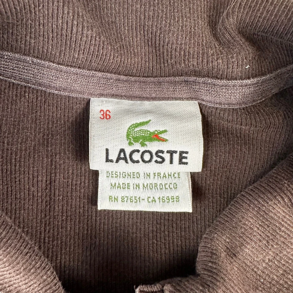 Lacoste 儿童棕色罗纹短袖 Polo 连衣裙鳄鱼标志 36 码 — 第 2/4 张图片