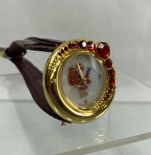 VTG Christmas Lady Girl Watch Santa Clause Red Ruby Sparkling Glitter Childrens!