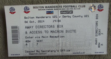 2012-13  Bolton Wanderers v Bristol City - Director's Box  Ticket Stub