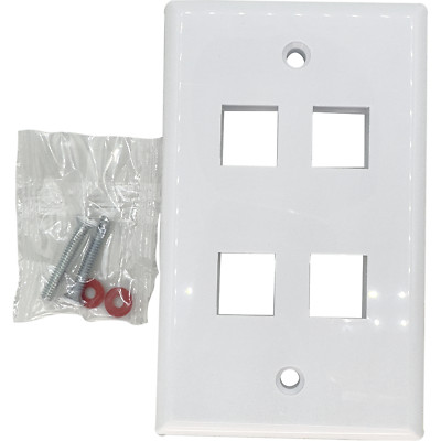 1005 Four Port RJ45 Wall Plate Gloss White NTCFL