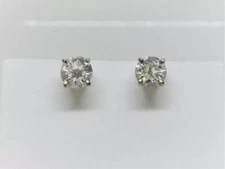 14K White Gold Prong Set Round Cut Natural JK/I1-I2 Diamond 0.50Ct Stud Earrings