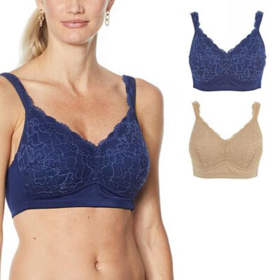 Rhonda Shear 2-pack Lace Molded Cup Bra with Back Closure 764-469 , Size 3X
