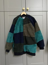 Noisy May Ina Teddy Faux Fur Patchwork Coat Oversized Jacket M
