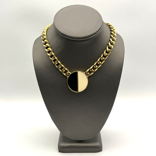 Vintage 80s MONET Enamel Statement Runway Chunky Collar Necklace Gold Tone 16", $35.96 - Photo 4