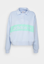 ADIDAS ORIGINALS Loose Collar Sweatshirt Woman Sweatshirt Light Blue L Cotton