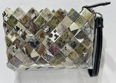 NAHUI OLLIN Wristlet Clutch Bag Woven Disney Mickey Mouse Comic Strip bag 5.5x4 