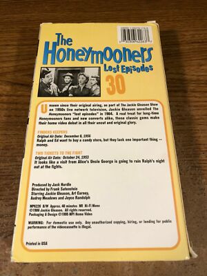 The Honeymooners Lost Episodes Vol 30 VHS Used VCR Video Tape